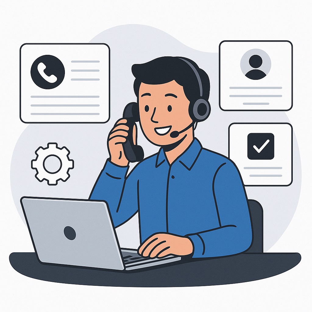 SoftyCRM Call Center Hero Graphic